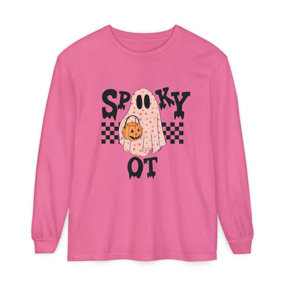 Spooky OT Checkerboard Long Sleeve Comfort Colors T-Shirt
