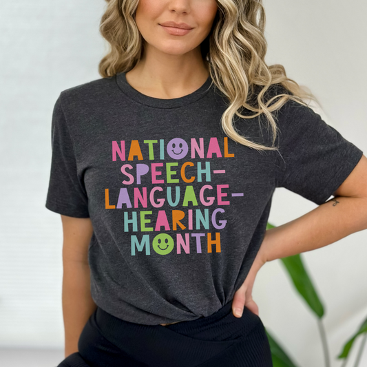 Colorful National Speech-Language-Hearing Month Jersey T-Shirt