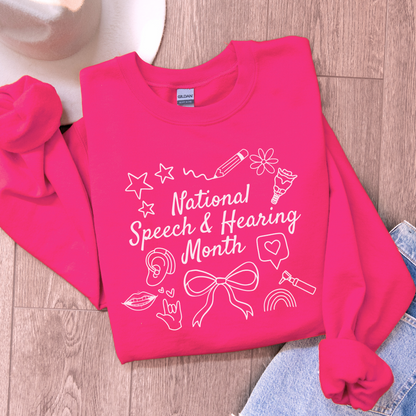 National Speech & Hearing Month Doodles Crewneck Sweatshirt