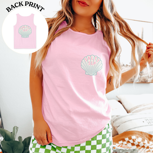 Salty SLP Comfort Colors Tank Top | Front and Back Print