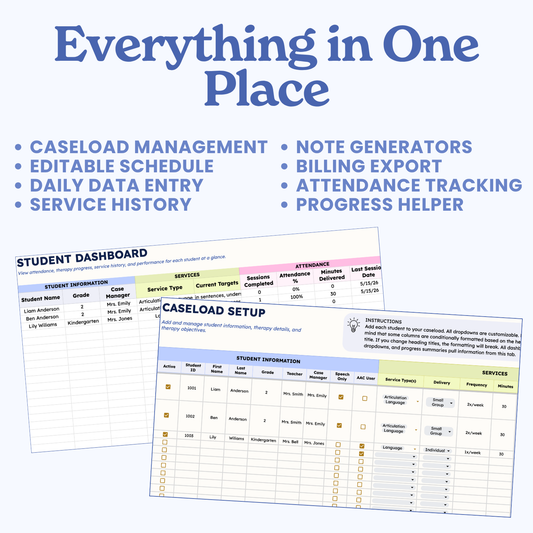 Therapy Data Dashboard | Caseload, Data & Progress Tracker