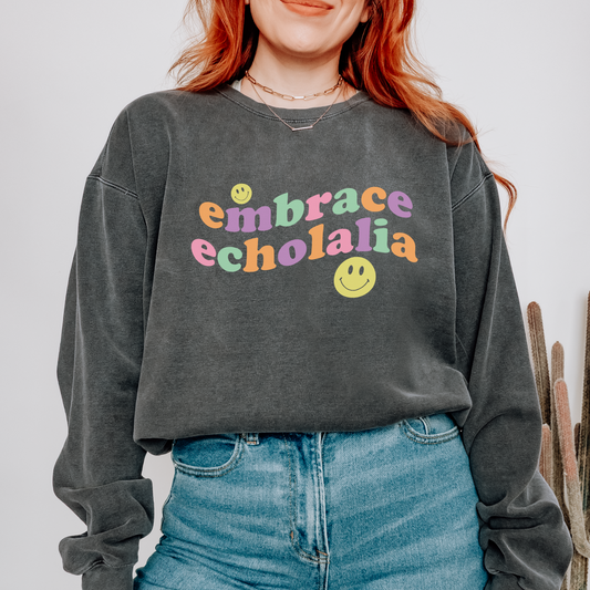 Embrace Echolalia Wavy Comfort Colors Sweatshirt