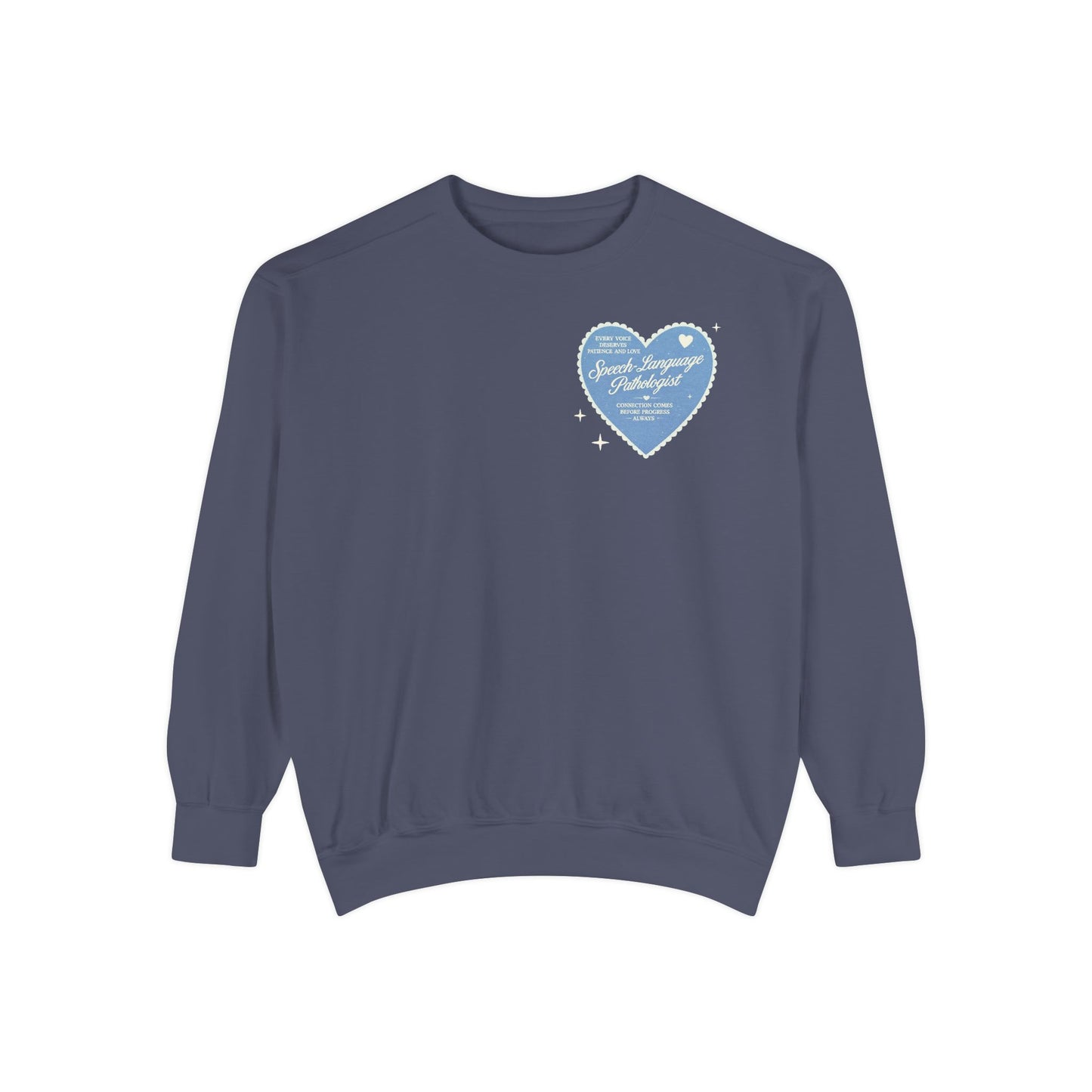 SLP Heart Patch Comfort Colors Sweatshirt | Front and Back Print