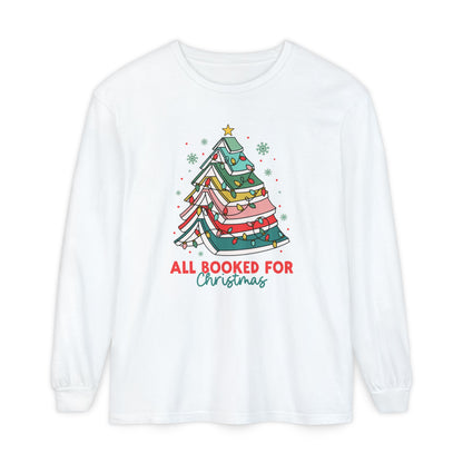 All Booked for Christmas Long Sleeve Comfort Colors T-Shirt