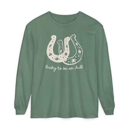 Lucky AuD Horseshoe Long Sleeve Comfort Colors T-Shirt