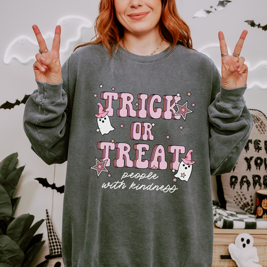 Trick or Treat People With Kindness Comfort Colors Sweatshirt