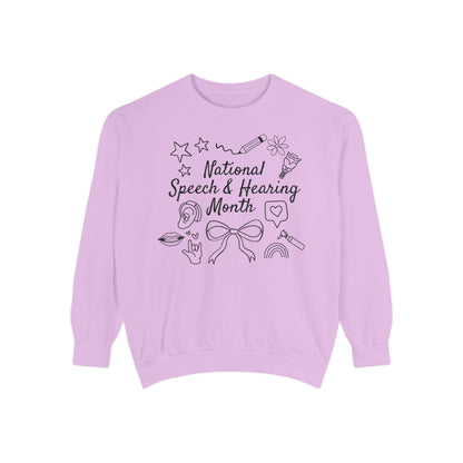 National Speech & Hearing Month Doodles Comfort Colors Sweatshirt