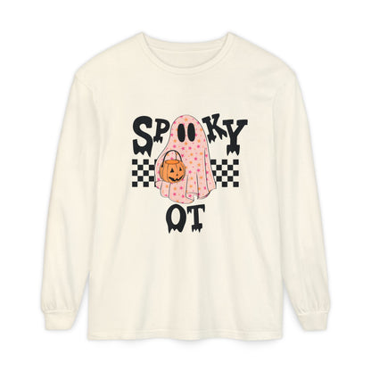 Spooky OT Checkerboard Long Sleeve Comfort Colors T-Shirt