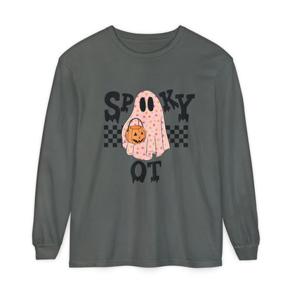 Spooky OT Checkerboard Long Sleeve Comfort Colors T-Shirt