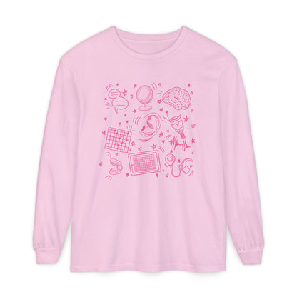 Speech & Hearing Doodles Long Sleeve Comfort Colors T-Shirt