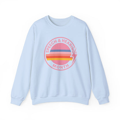 Speech & Hearing Month Retro Stripes Crewneck Sweatshirt