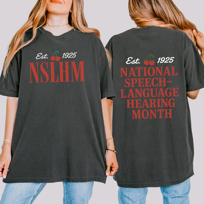 NSLHM Cherries Comfort Colors T-Shirt | Front and Back Print
