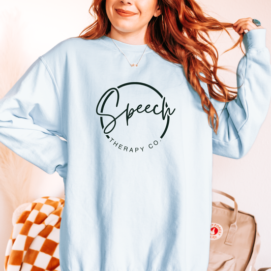 Custom Logo Comfort Colors Crewneck Sweatshirt | Center Chest