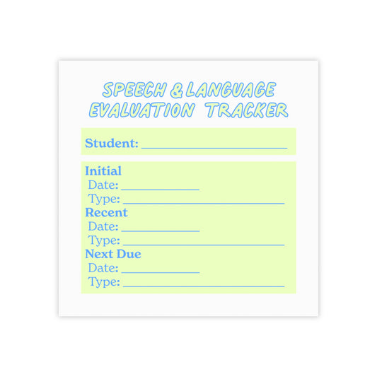 Speech/Language Evaluation Tracker Post-it® | Green & Blue