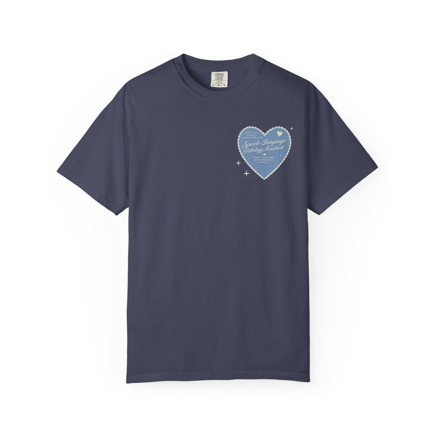 SLPA Heart Patch Comfort Colors T-Shirt | Front and Back Print