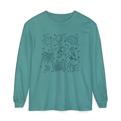Speech & Hearing Doodles Long Sleeve Comfort Colors T-Shirt