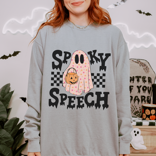 Spooky Speech Checkerboard Comfort Colors Sweatshirt