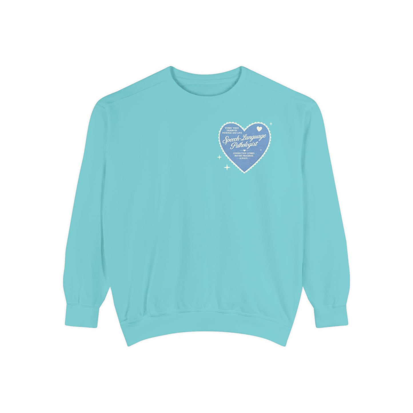 SLP Heart Patch Comfort Colors Sweatshirt | Front and Back Print