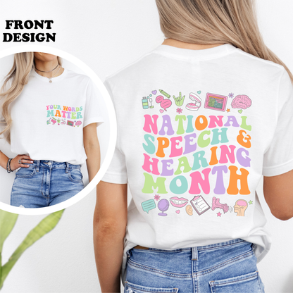 National Speech & Hearing Month Jersey T-Shirt | Front and Back Print