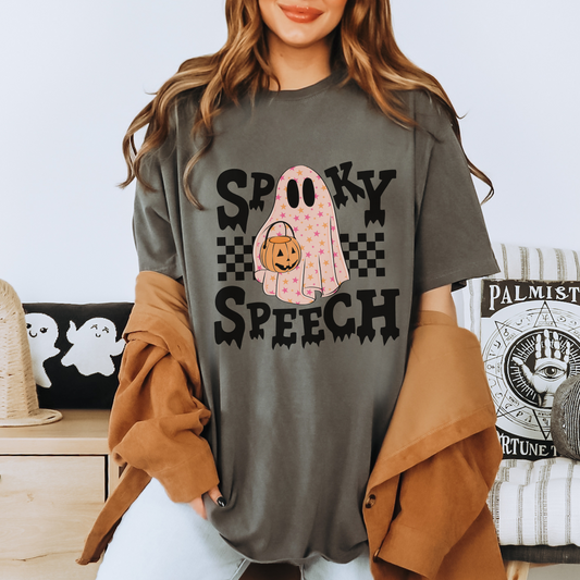Spooky Speech Checkerboard Comfort Colors T-Shirt