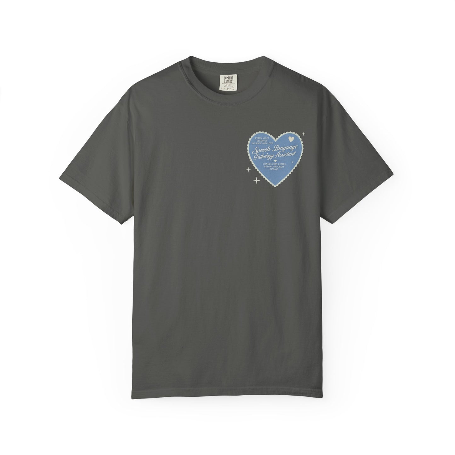 SLPA Heart Patch Comfort Colors T-Shirt | Front and Back Print