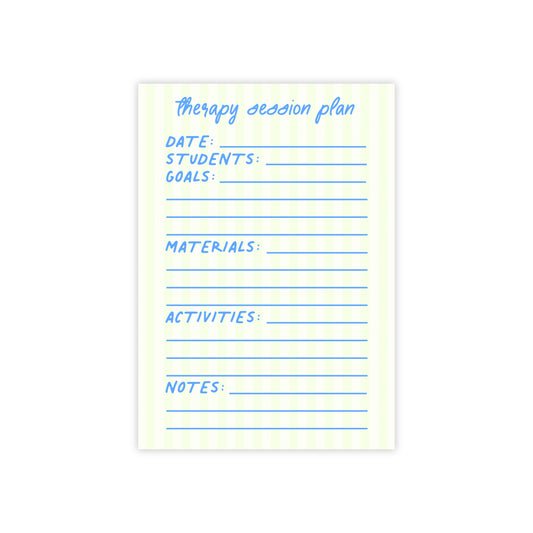 Therapy Session Plan Post-it® Note Pad | Green & Blue