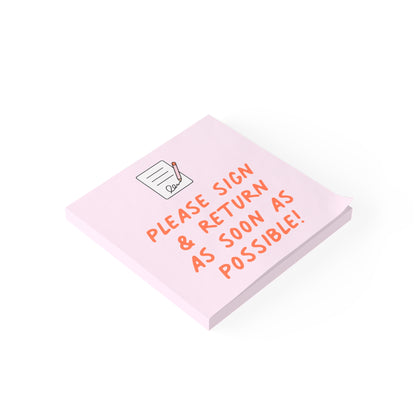 Please Sign & Return Post-it® Note Pad | Pink & Coral