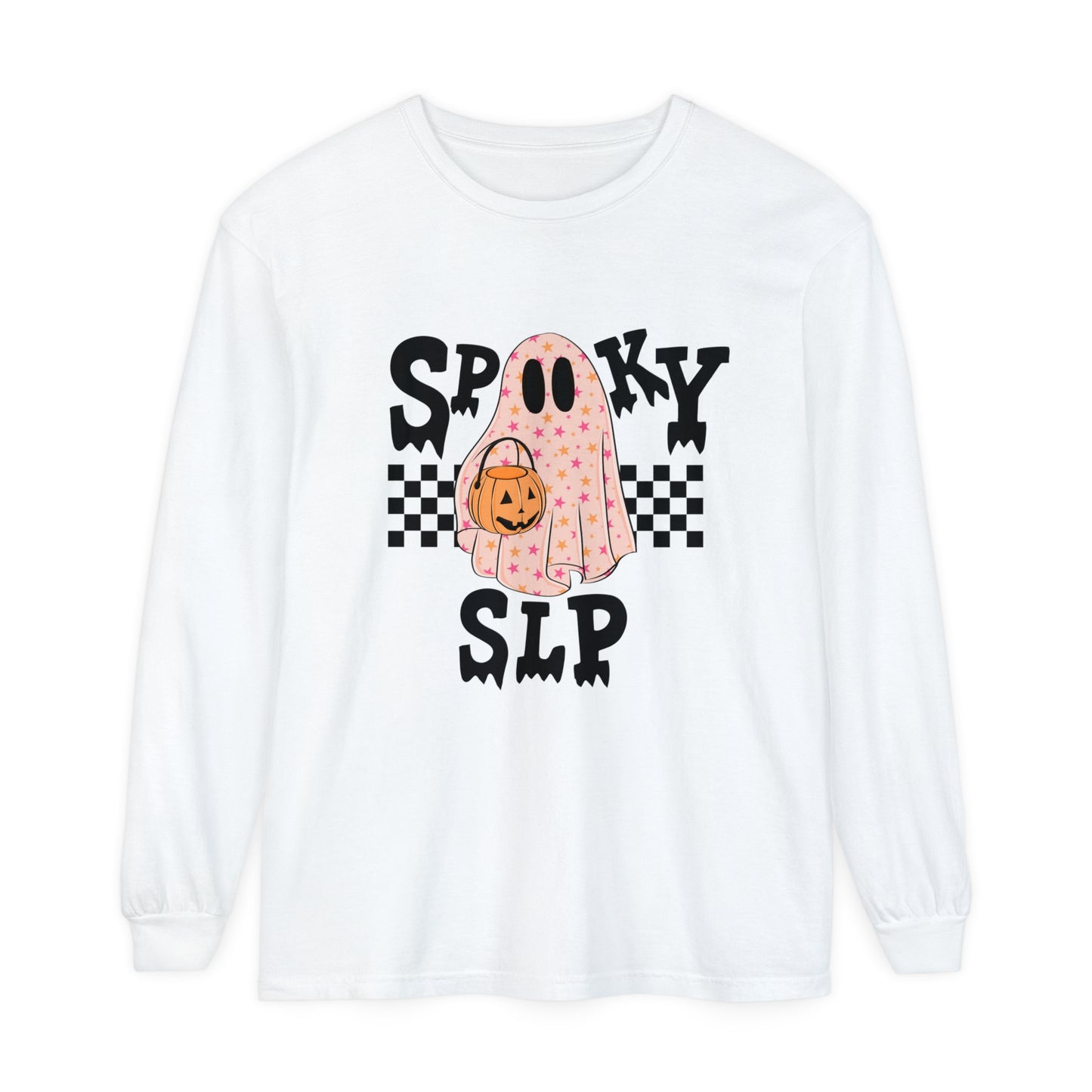 Spooky SLP Checkerboard Long Sleeve Comfort Colors T-Shirt