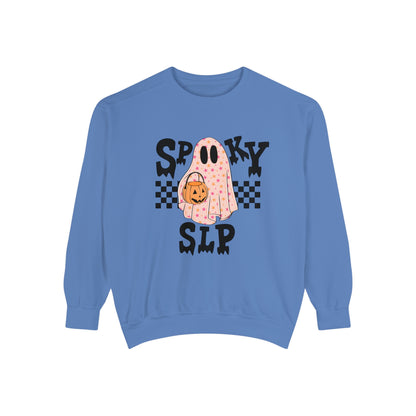 Spooky SLP Checkerboard Comfort Colors Sweatshirt