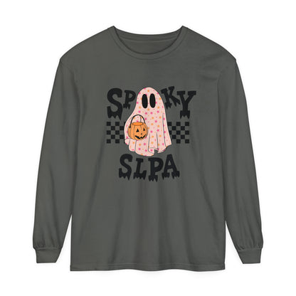 Spooky SLPA Checkerboard Long Sleeve Comfort Colors T-Shirt
