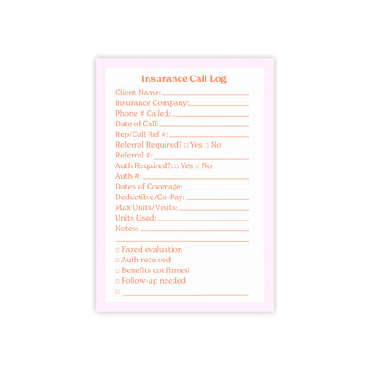 Private Practice Insurance Call Log Post-it®