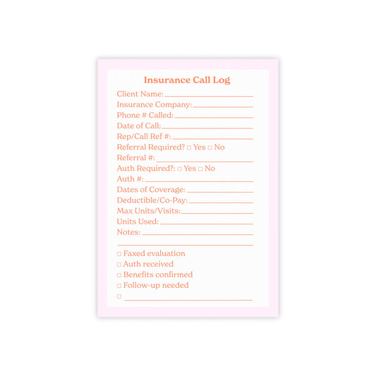 Private Practice Insurance Call Log Post-it®