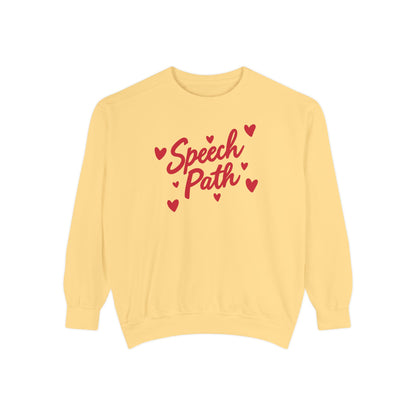 Speech Path Hearts Comfort Colors Sweatshirt