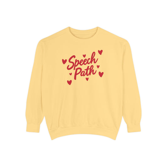 Speech Path Hearts Comfort Colors Sweatshirt