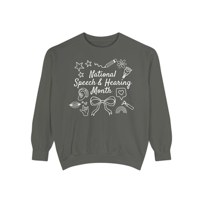 National Speech & Hearing Month Doodles Comfort Colors Sweatshirt