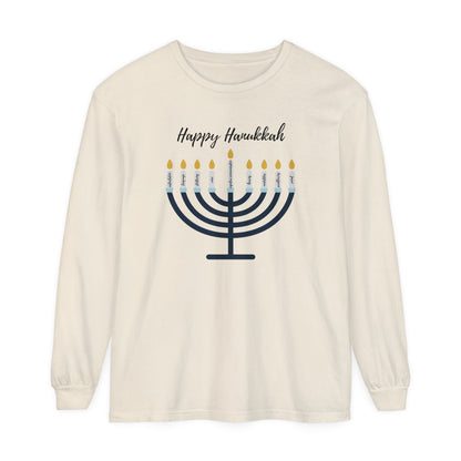 Hanukkah Big Nine Speech Scope Long Sleeve Comfort Colors T-Shirt