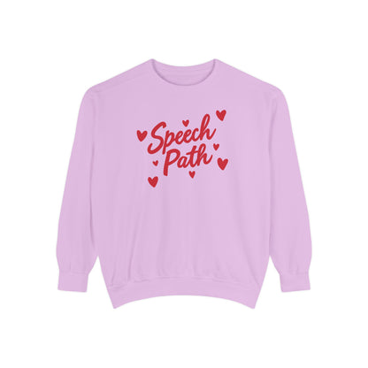 Speech Path Hearts Comfort Colors Sweatshirt