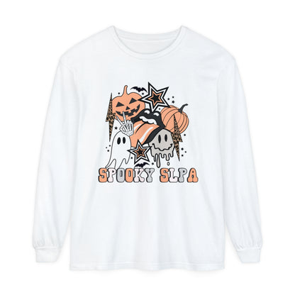 Spooky SLPA Retro Halloween Long Sleeve Comfort Colors T-Shirt