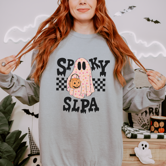 Spooky SLPA Checkerboard Comfort Colors Sweatshirt