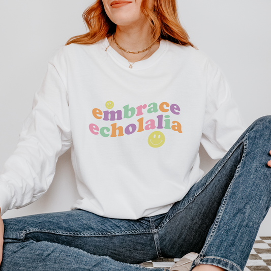 Embrace Echolalia Wavy Long Sleeve Comfort Colors T-Shirt