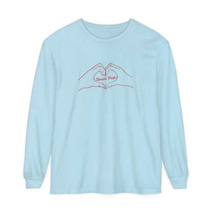 Speech Path Heart Hands Long Sleeve Comfort Colors T-Shirt
