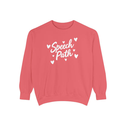 Speech Path Hearts Comfort Colors Sweatshirt