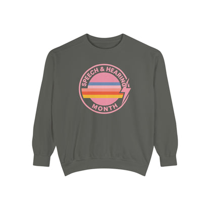 Speech & Hearing Month Retro Stripes Comfort Colors Sweatshirt