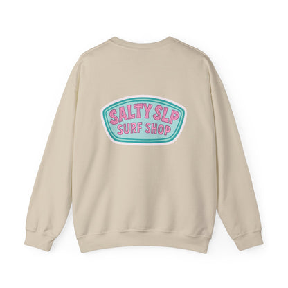 Salty SLP Surf Shop Crewneck Sweatshirt | Front and Back Print