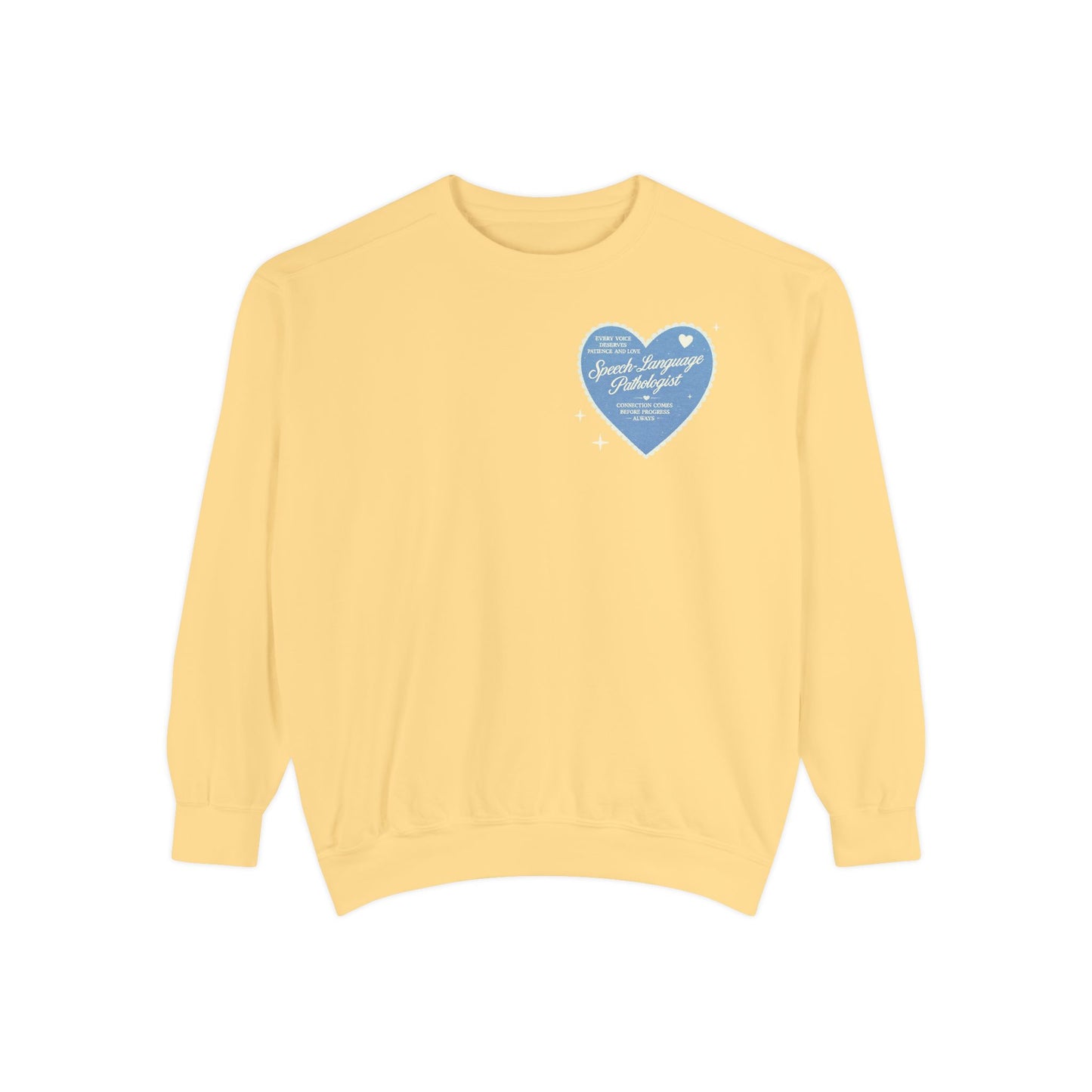 SLP Heart Patch Comfort Colors Sweatshirt | Front and Back Print