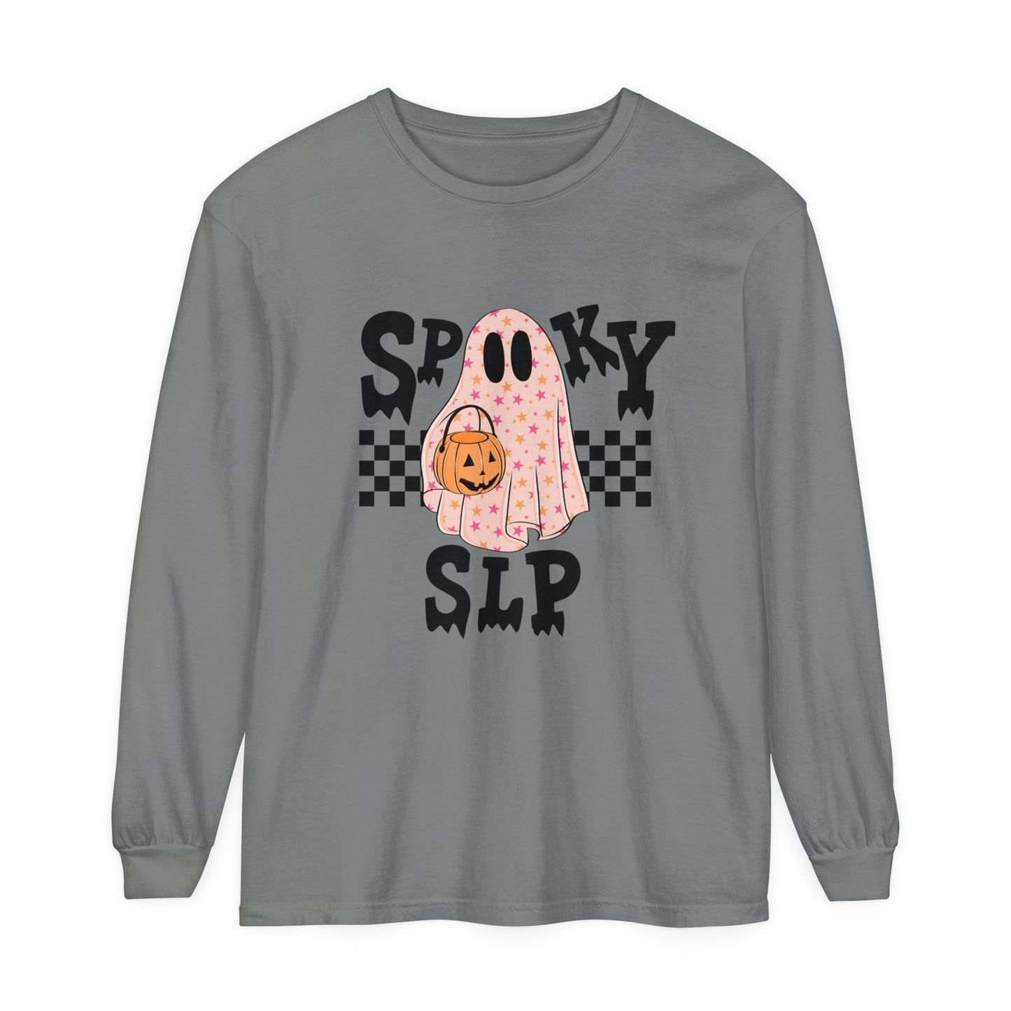 Spooky SLP Checkerboard Long Sleeve Comfort Colors T-Shirt