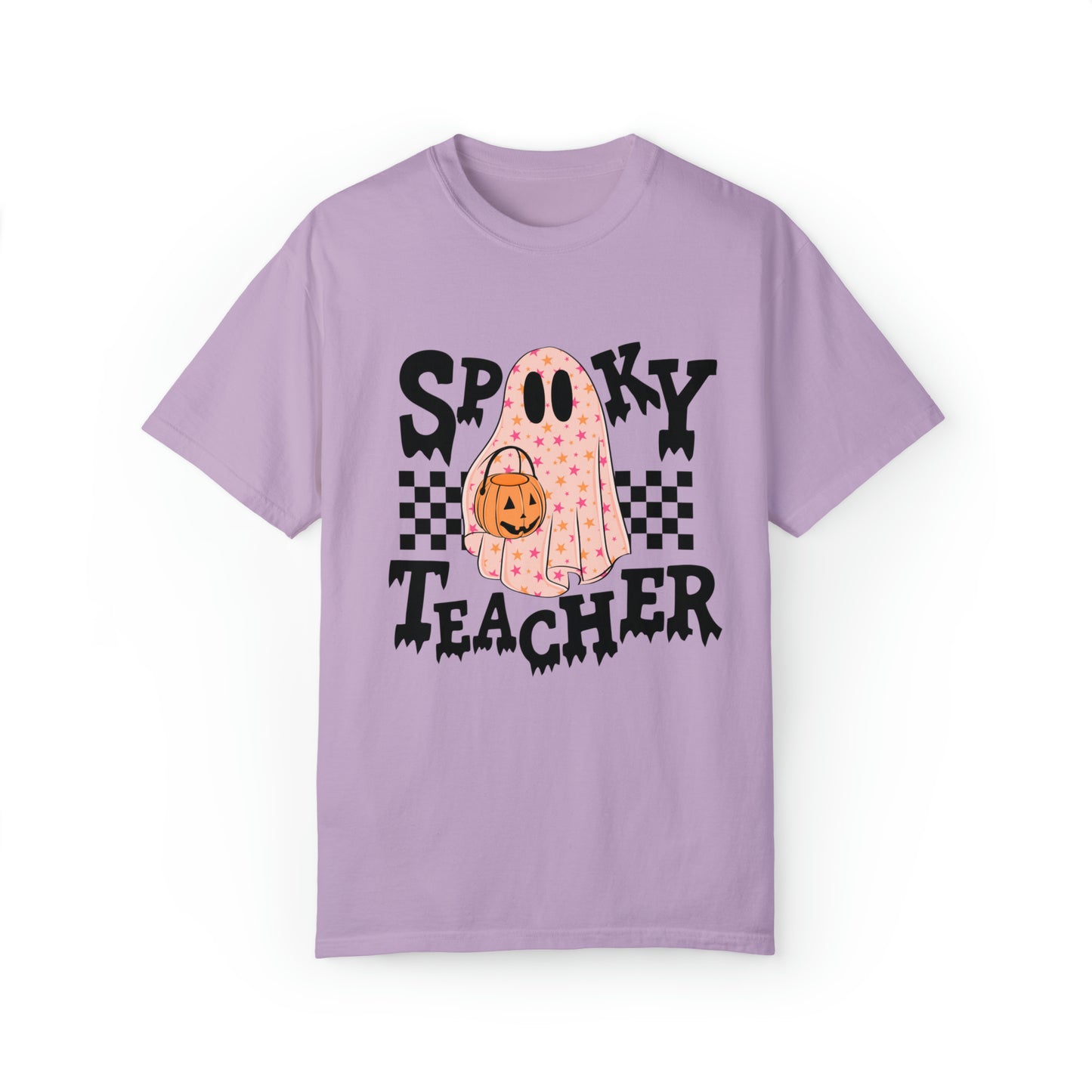 Spooky Teacher Checkerboard Comfort Colors T-Shirt