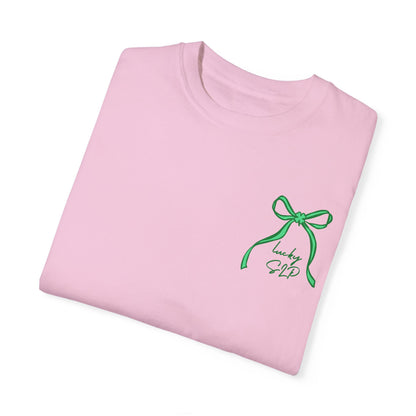 Lucky SLP Bow Comfort Colors T-Shirt | Front and Back Print
