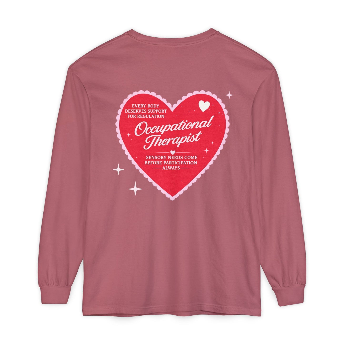 OT Heart Patch Long Sleeve T-Shirt | Front and Back Print