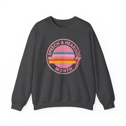 Speech & Hearing Month Retro Stripes Crewneck Sweatshirt